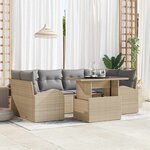 vidaXL Ensemble de canapé de jardin 7 Pièces Beige Poly rotin
