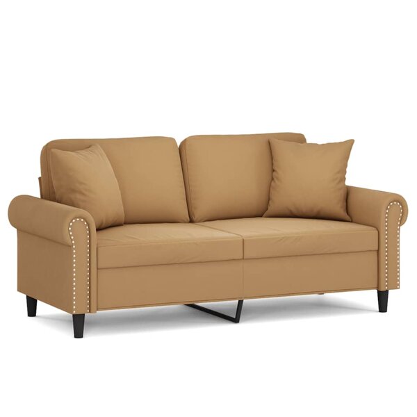 vidaXL Canapé 2 places avec oreillers décoratifs brun 140 cm velours