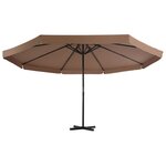 vidaXL Parasol avec base portable Taupe