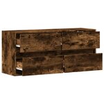 vidaXL Meuble TV mural avec lumières LED chêne fumé 100x31x45 cm