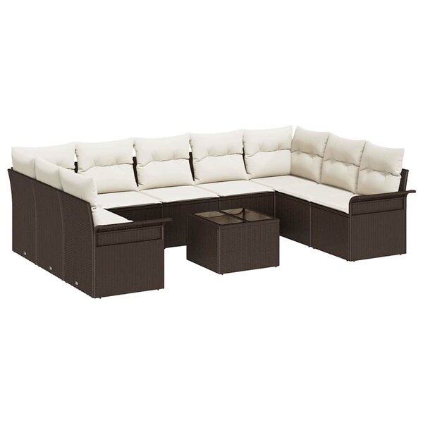 vidaXL Ensemble de canapé de jardin 10 Pièces Gris Poly rotin