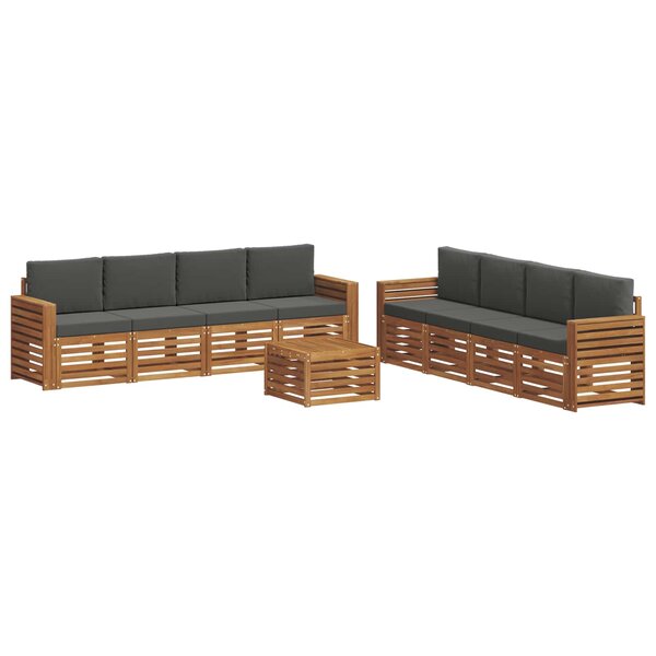 vidaXL Ensemble de canapés d'extérieur 9 pc Naturel et Anthracite