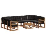 vidaXL Ensemble de canapés d'extérieur 10 pc Naturel et Noir