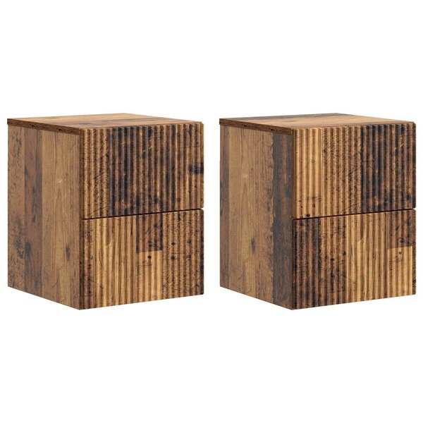 vidaXL Cabinet de chevet mural 2 Pièces Bois ancien 33 x 34 5 x 40 cm