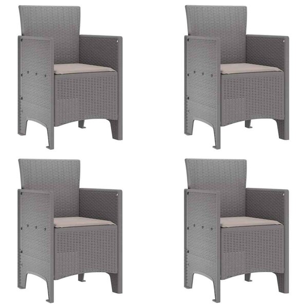 vidaXL Chaise de jardin 4 pc Gris clair Polypropylène
