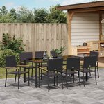 vidaXL Ensemble de salle à manger pour jardin 9 Pièces Noir