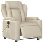 vidaXL Fauteuil de massage inclinable électrique crème similicuir