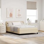 vidaXL Lit à ressorts avec matelas Crème 160 x 200 cm tissu