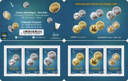 Carnet 6 timbres - Polynésie Française - Carnet Nouvelles pièces en Franc CFP