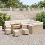 vidaXL Ensemble de canapé de jardin 13 Pièces Beige polyrotin