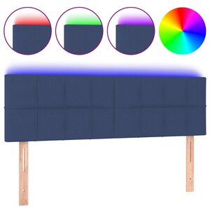 vidaXL Tête de lit à LED Bleu 144x5x78/88 cm Tissu