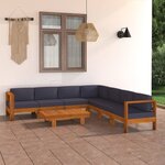 vidaXL Salon de jardin 8 Pièces avec coussins gris foncé Bois d'acacia