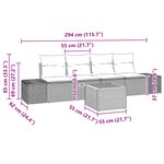vidaXL Set de canapé de jardin 5 pièces avec coussins poly rotin noir acacia