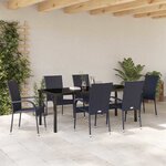 vidaXL Ensemble de salle à manger pour jardin 7 Pièces Noir Poly rotin
