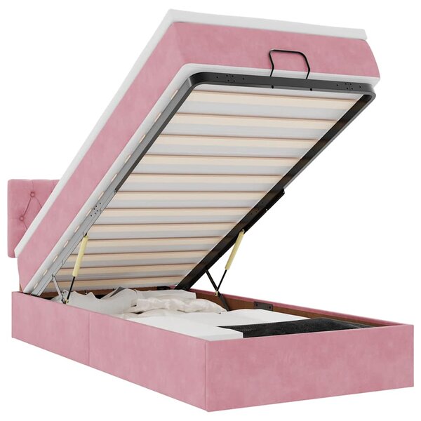 vidaXL Cadre de lit ottoman avec matelas rose 90x190 cm velours