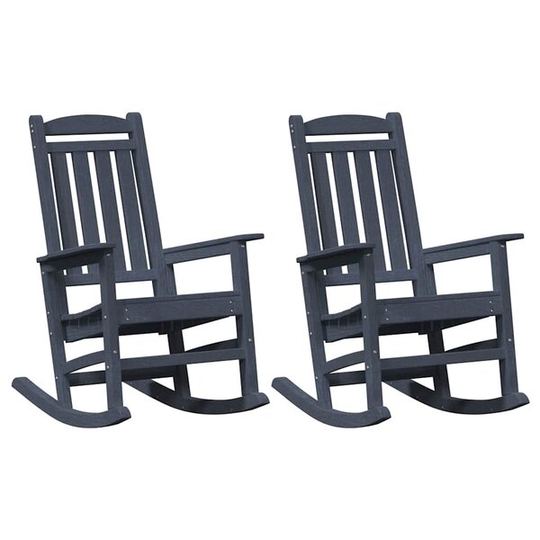 vidaXL Chaise à bascule 2 pc Bleu marine Polyéthylène