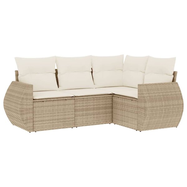 vidaXL Salon de jardin avec coussins 4 Pièces beige résine tressée