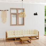 vidaXL Salon de jardin 5 Pièces avec coussins Bois de pin massif