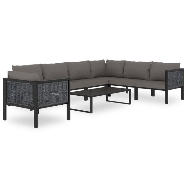 vidaXL Salon de jardin 8 Pièces avec coussins Résine tressée Anthracite