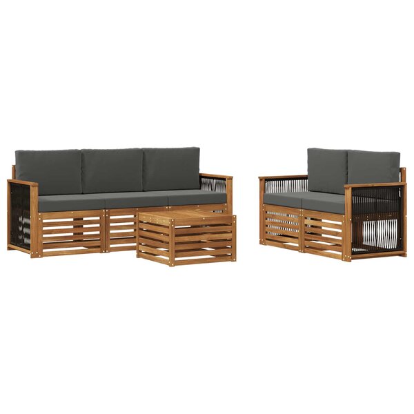 vidaXL Ensemble de canapés d'extérieur 6 pc Naturel et Anthracite