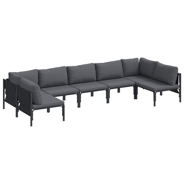 vidaXL Ensemble de canapé de jardin 7 pc Noir Acier