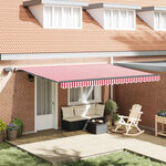 vidaXL Auvent Rétractable Rouge et blanc 450 ×350 cm tissu