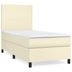vidaXL Sommier à lattes de lit avec matelas Crème 90x200 cm Similicuir