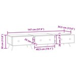 vidaXL Meuble TV Chêne Sonoma 147 x 34 5 x 30 cm Bois d'ingénierie