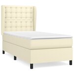 vidaXL Lit à sommier tapissier avec matelas Crème 90x190 cm Similicuir