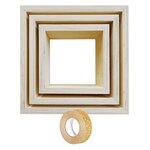 3 petites étagères carrées bois 22 x 22 x 8 cm + masking tape doré à paillettes 5 m