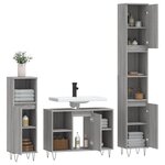 vidaXL Ensemble de meubles de salle de bain 3 Pièces Sonoma gris