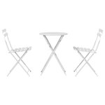 vidaXL Ensemble bistro pliant 3 Pièces Blanc Acier
