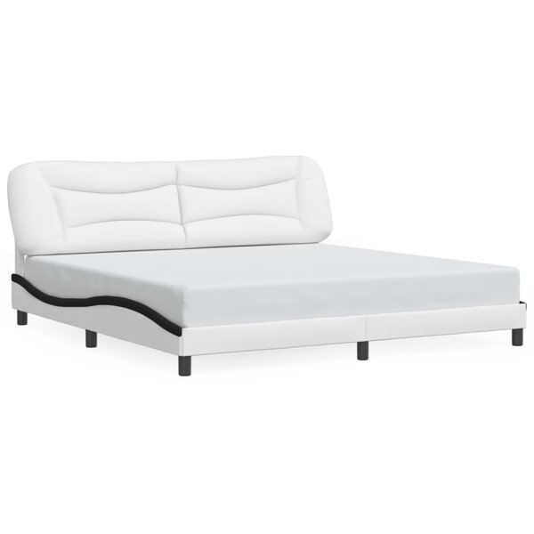 vidaXL Cadre de lit sans matelas Hvar blanc et noir 200x200 cm similicuir