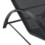 Lot de 2 bains de soleil design contemporain table basse plateau verre trempé métal époxy textilène noir