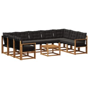 vidaXL Ensemble de canapés d'extérieur 10 Pièces Naturel et noir