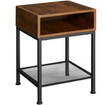 Tectake table de chevet harlow 40 5x40 5x52 5cm - bois foncé industriel