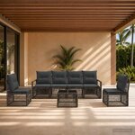 vidaXL Ensemble de canapé de jardin 7 pc Gris polyrotin