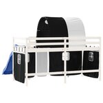 vidaXL Lit mezzanine enfants et tunnel blanc/noir 90x200 cm pin massif