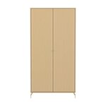 Flexa SAGA Armoire 2 portes a facades rainurees Beige sable Oat Pieds metalliques et boutons Oat