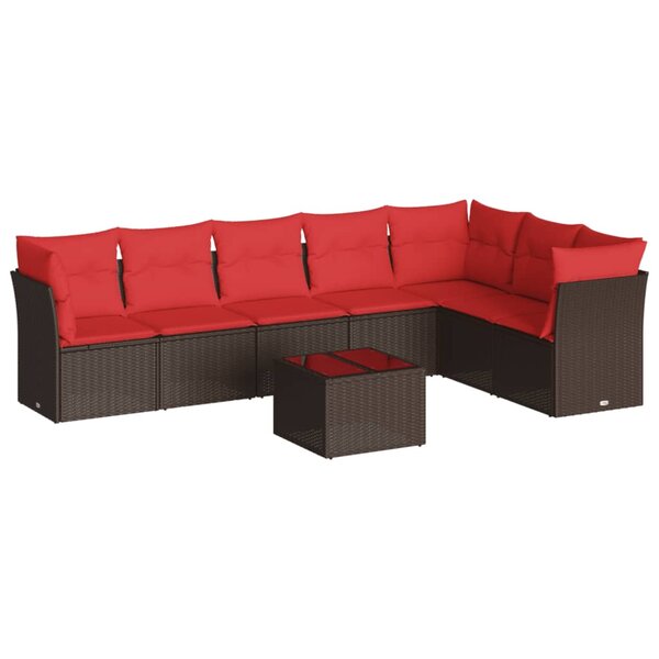 vidaXL Salon de jardin 8 Pièces avec coussins marron résine tressée