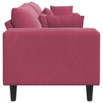 vidaXL Canapé en velours avec coussin avec oreiller Bordeaux 208 cm Velours