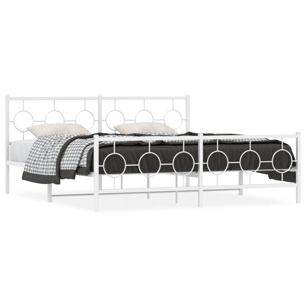 vidaXL Cadre de lit métal sans matelas et pied de lit blanc 180x200 cm