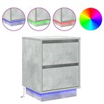 vidaXL Table de chevet avec lumières LED Béton gris 39x34 5x50 cm