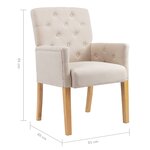 vidaXL Chaises à manger avec accoudoirs lot de 2 beige tissu