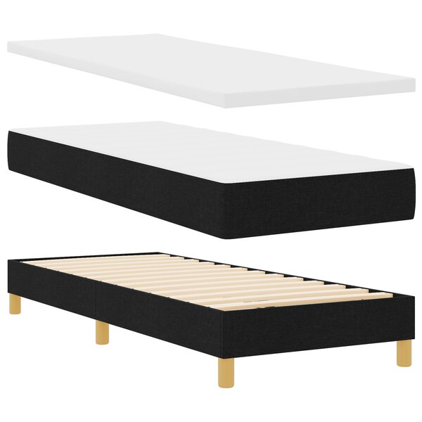 Lit avec sommier et matelas vidaXL Noir 80x200 cm en tissu