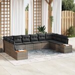 vidaXL Ensemble de canapé de jardin 10 Pièces Gris Poly rotin