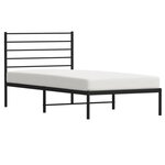 vidaXL Cadre de lit métal sans matelas avec tête de lit noir 90x190 cm