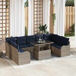 vidaXL Ensemble de canapé de jardin 10 Pièces Gris Poly rotin