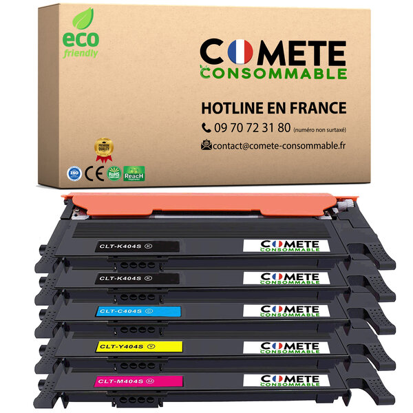 404S- Pack de 5 Toners Compatibles avec Samsung CLT-P404C CLT-404S - Entreprise française
