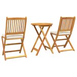 Ensemble bistro de jardin 3 pièces en bois d'acacia massif